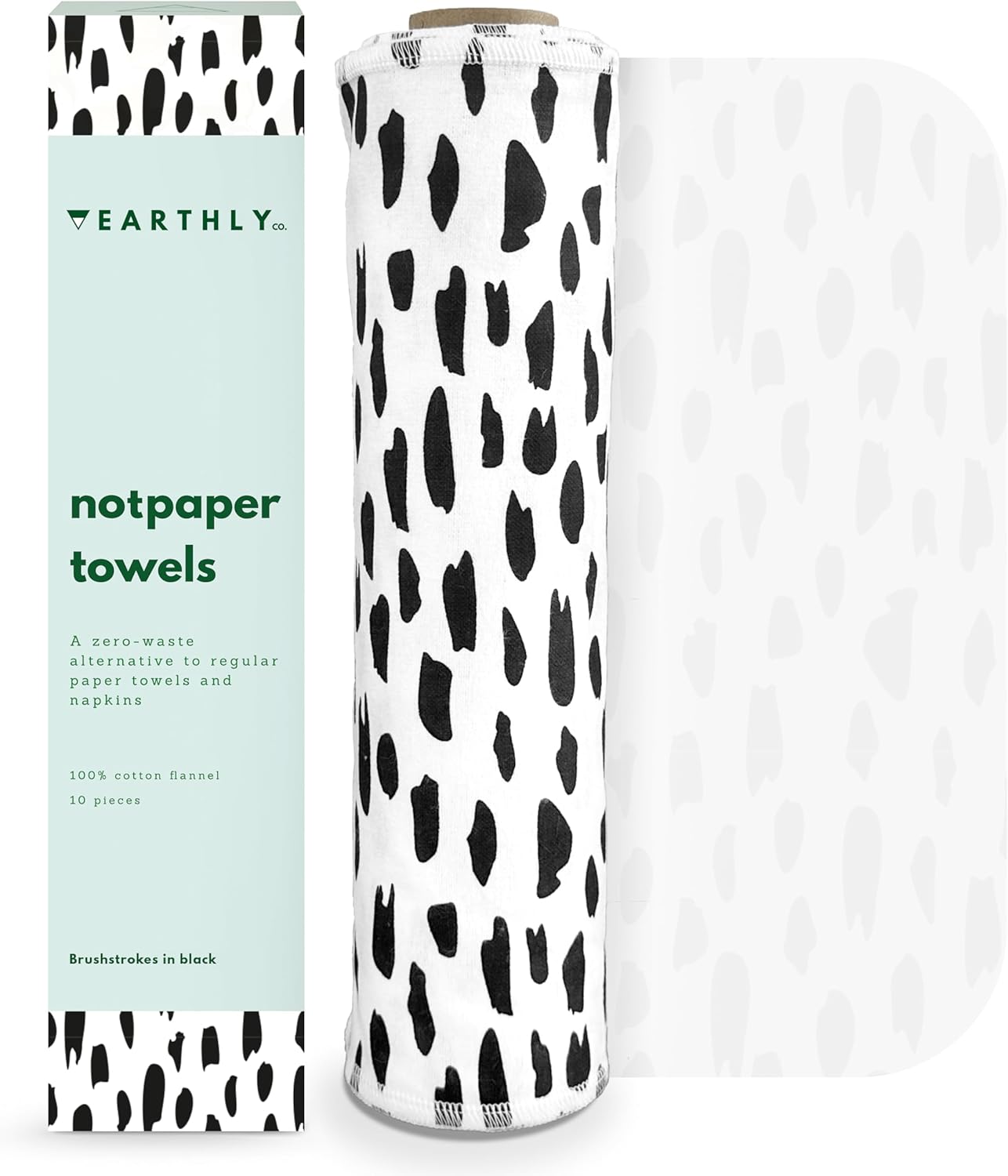 Reusable Paper Towels with Cotton Wash Bag | Ginger Beige 12 x Washable Eco Friendly Paper Towels, Napkins Cloth Kitchen Washable Reusable Paper Towel Roll